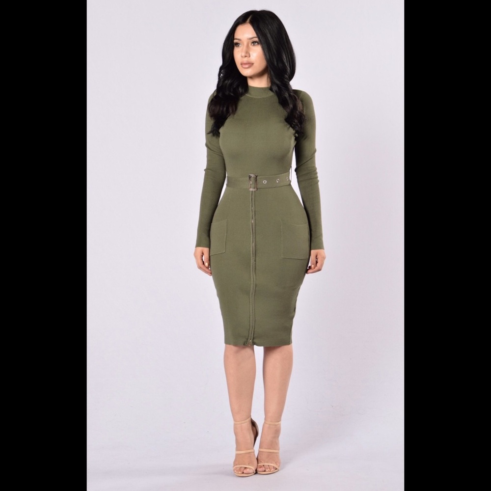 Fashion Nova Olive Dress Size L